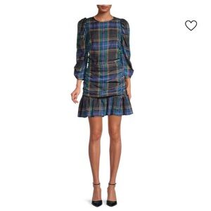 Tanya Taylor Multicolor Plaid Long Sleeve Dress